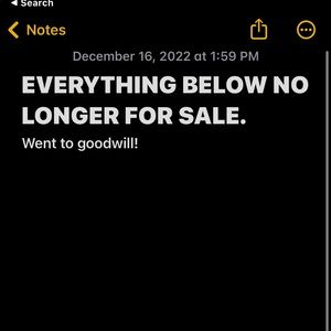 EVERYTHING BELOW NO LONGER FOR SALE